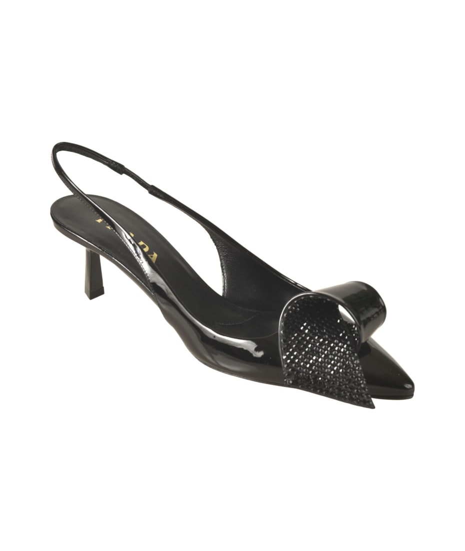 美しい♪◇ボウ Slingback Pumps◇PRADA Prada - Nero Patent Bow Slingback Pump, 45mm | Mitchell Stores