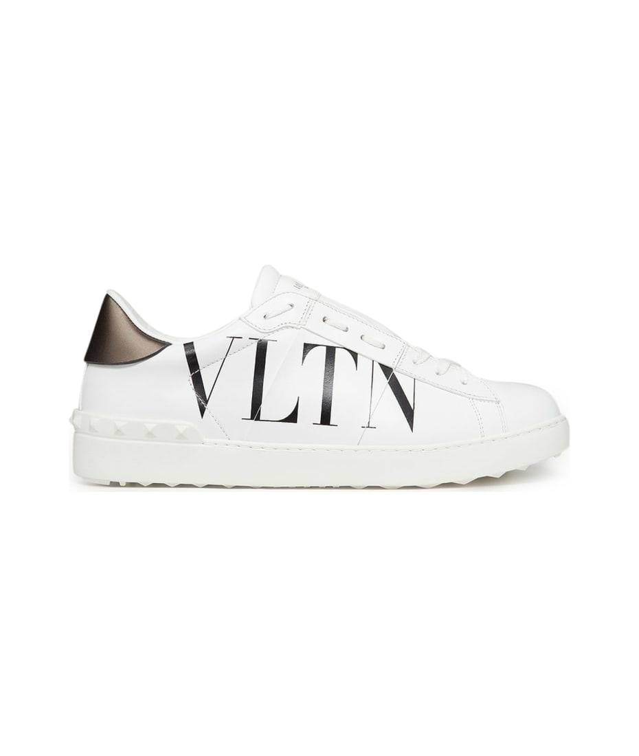 Valentino Garavani Sneaker Open Calf/print Vltn/vit Lam/r Sol - White Black Dark Rutenio