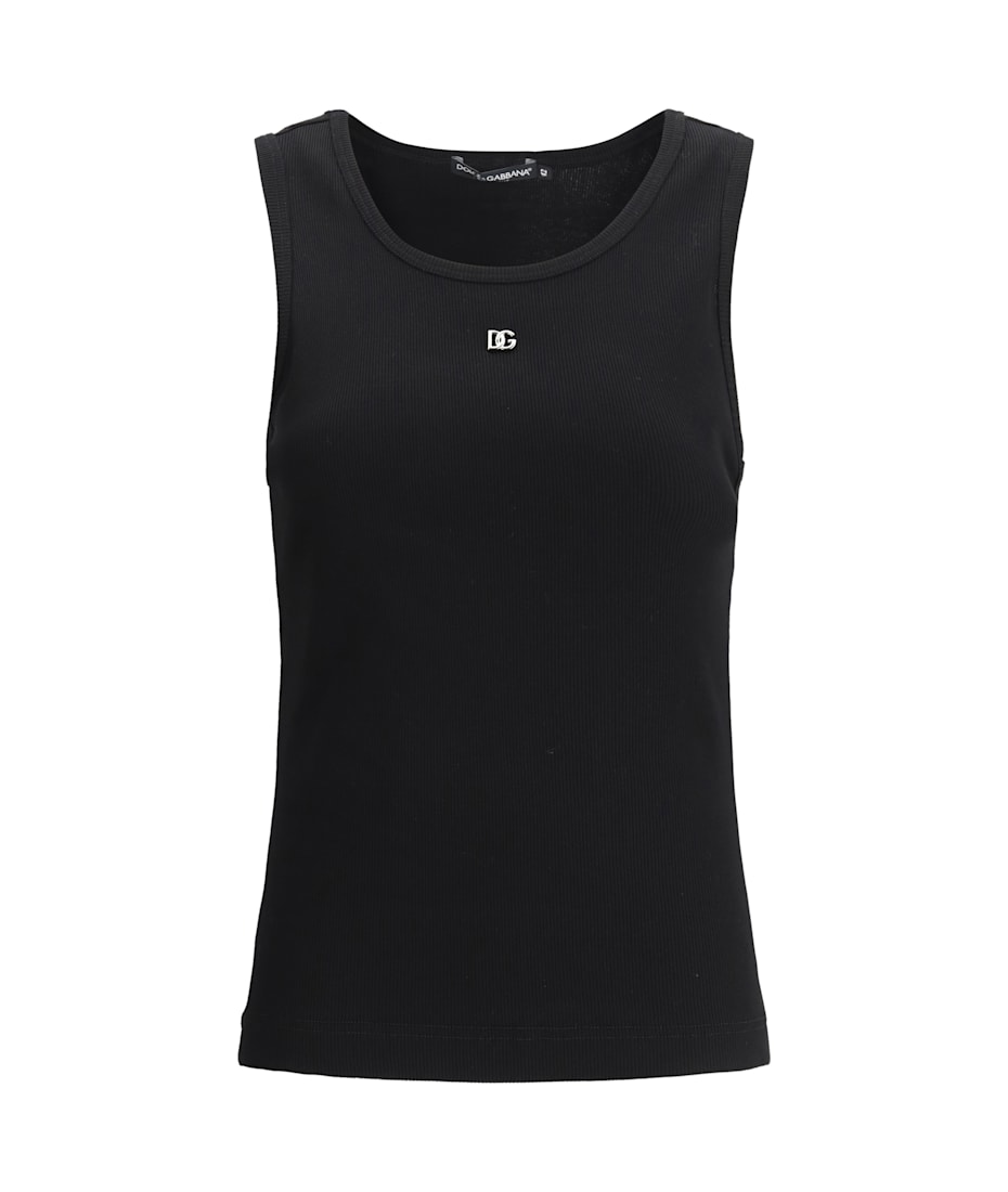 Tシャツ・カットソー DOLCE & GABBANA Ribbed cotton tank top Nero Dolce & Gabbana Black Cotton Tank Top | italist