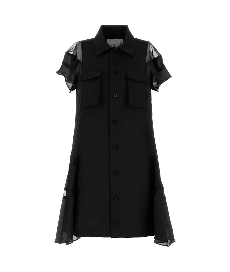 sacai サカイ ドレス　ワンピースTwill Dress 黒 sacai サカイ ドレスワンピースTwill Dress 黒