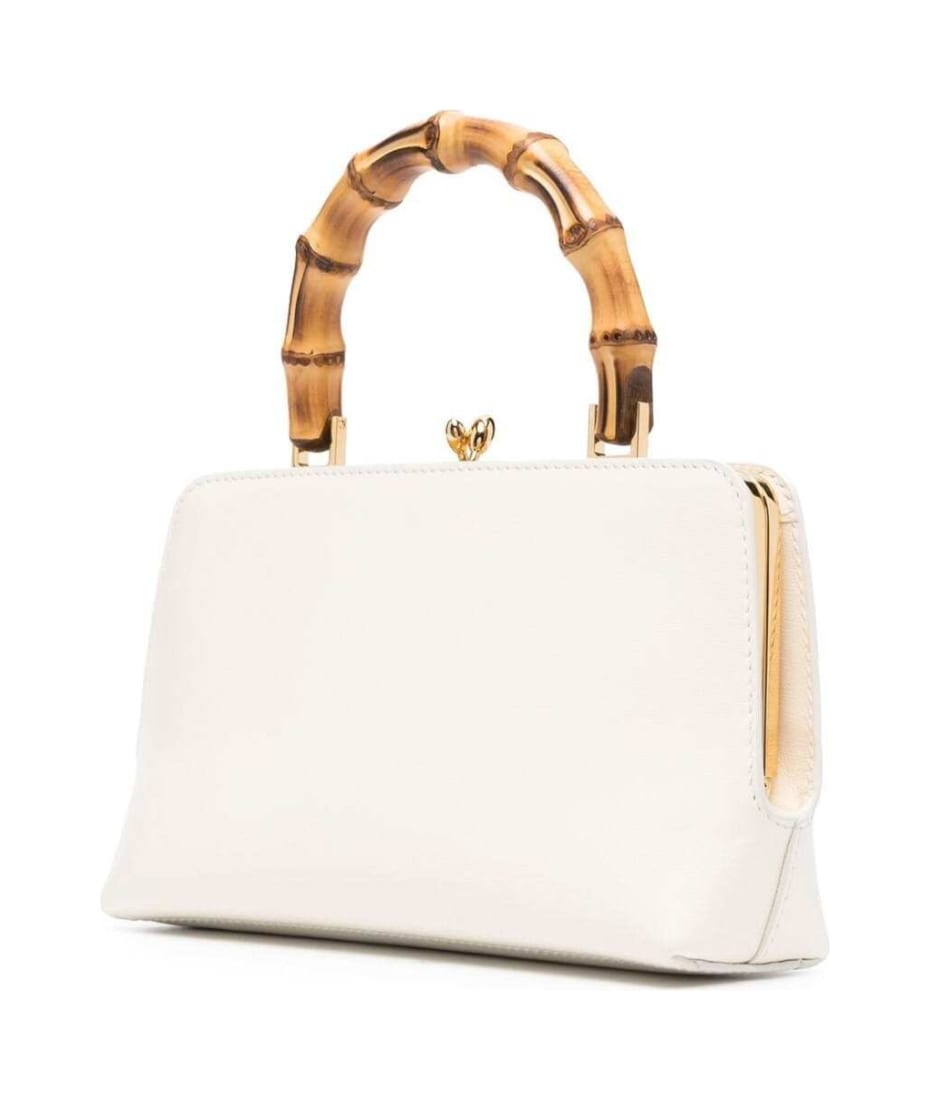 Jil Sander White Mini Goji Handbag With Signature Bamboo Handles ...