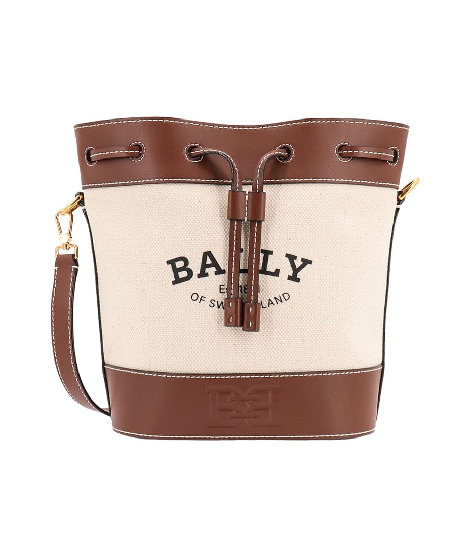 トートバッグ BALLY FW23 BAG BUCKET 8 HOURS (WAU00Z_CV034I182O) Bally Bar 8 Hours logo-print Bucket Bag | White | FARFETCH