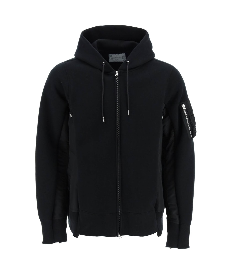 Sacai Oversized Zip-up Hoodie With Nylon Inserts | italist, ALWAYS