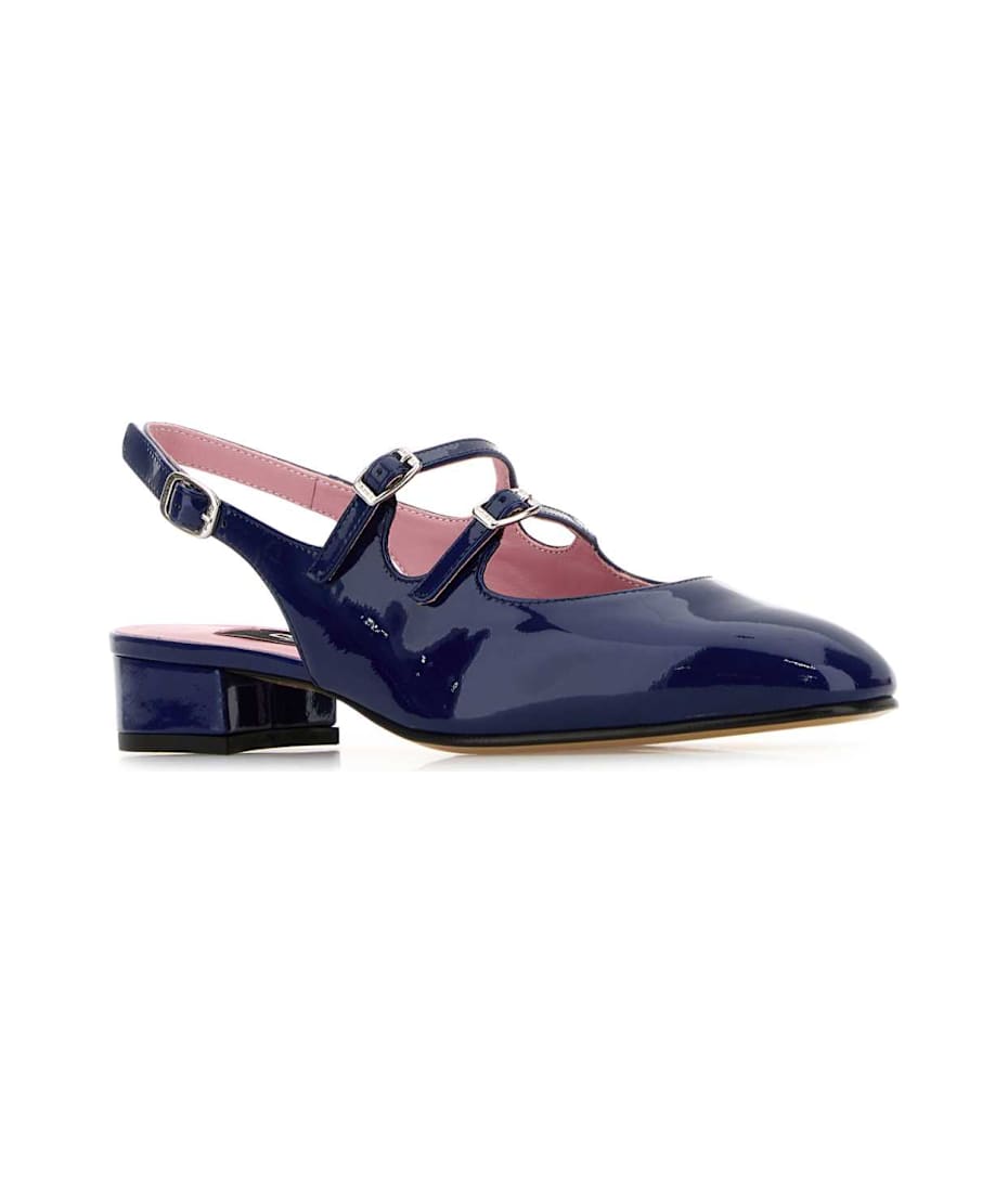 Carel Navy Blue Leather Peche Pumps | italist