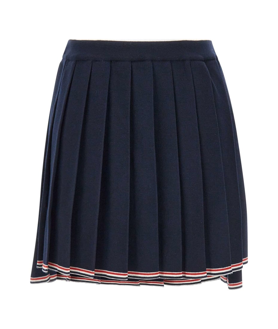 Thom Browne 'full Needle Pleated Mini' Merino Wool Skirt
