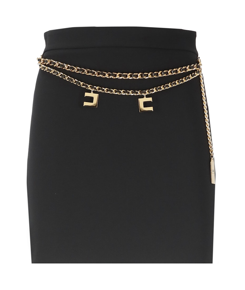 スカート ELISABETTA FRANCHI GO04746E2110 Skirts Crepe midi skirt with zip - ELISABETTA FRANCHI - Finizio