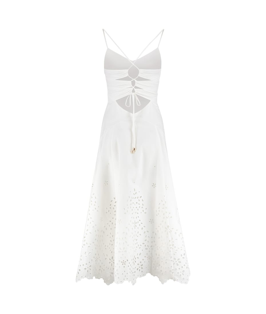 knee length dresses for ladies Lace Insert Midi Dress main image 1
