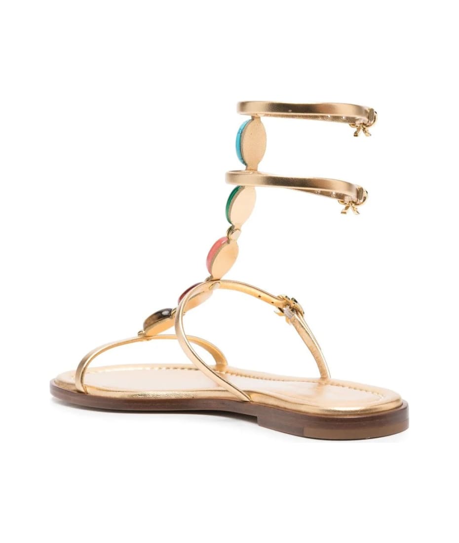 【送料&関税込】Gianvito Rossi Shanti 05 Sandals In Gold Met Flats SHANTI 05 | Gianvito Rossi