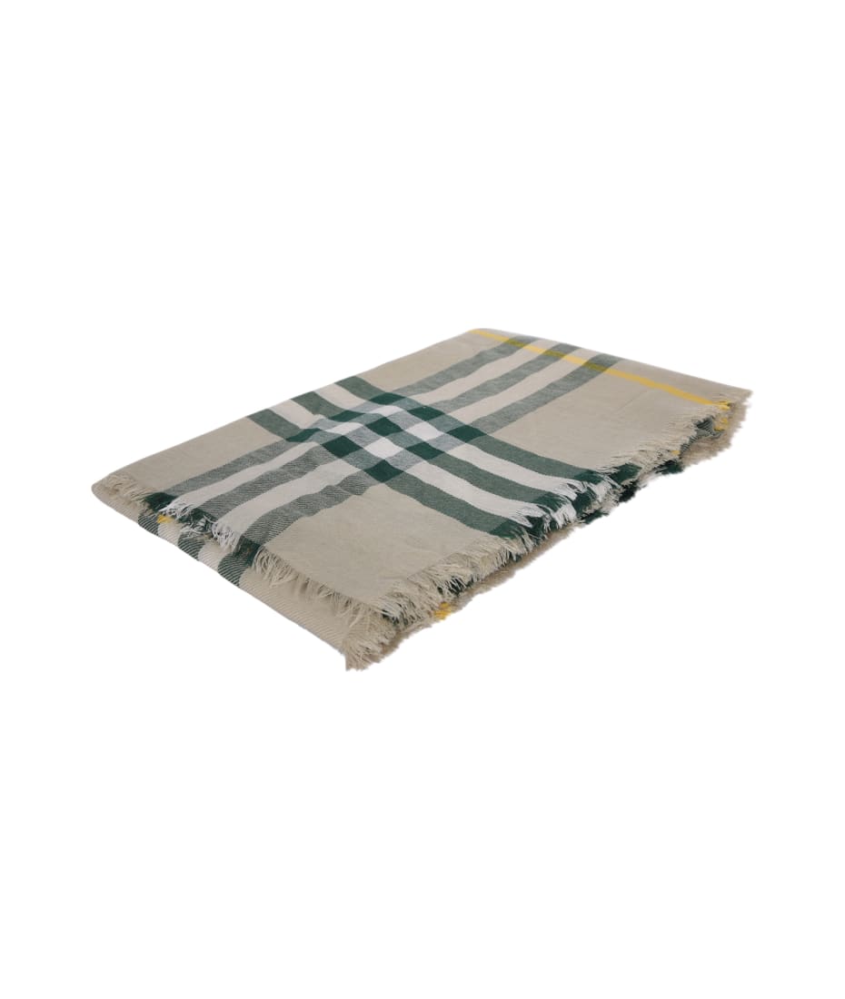 Burberry Check Paster Green Scarf | italist
