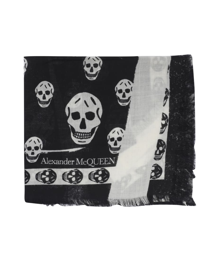 Alexander McQueen Slashed Skull Foulard - Black