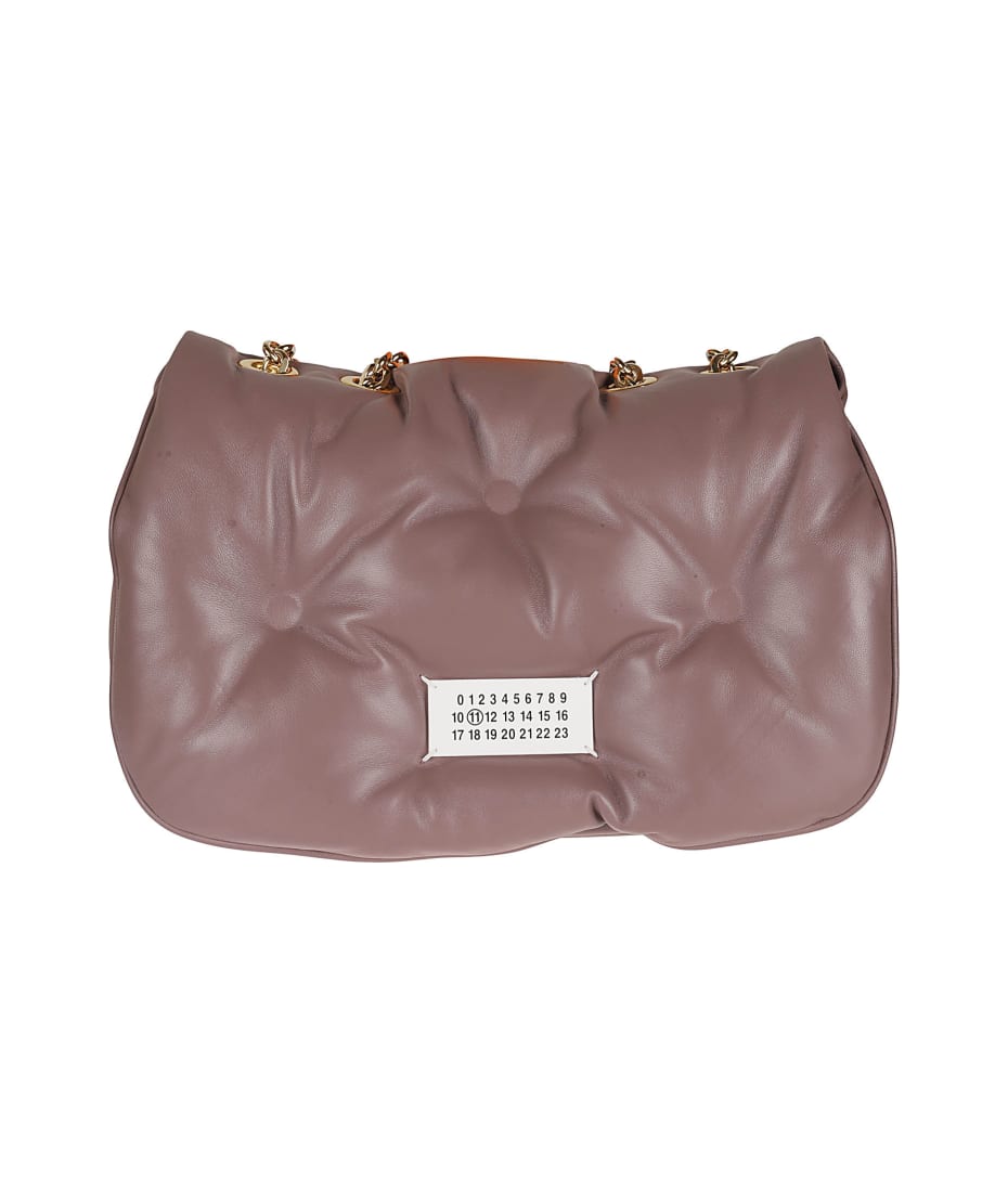 Maison Margiela Glam Slam Burgundy Leather Chain Shoulder Bag