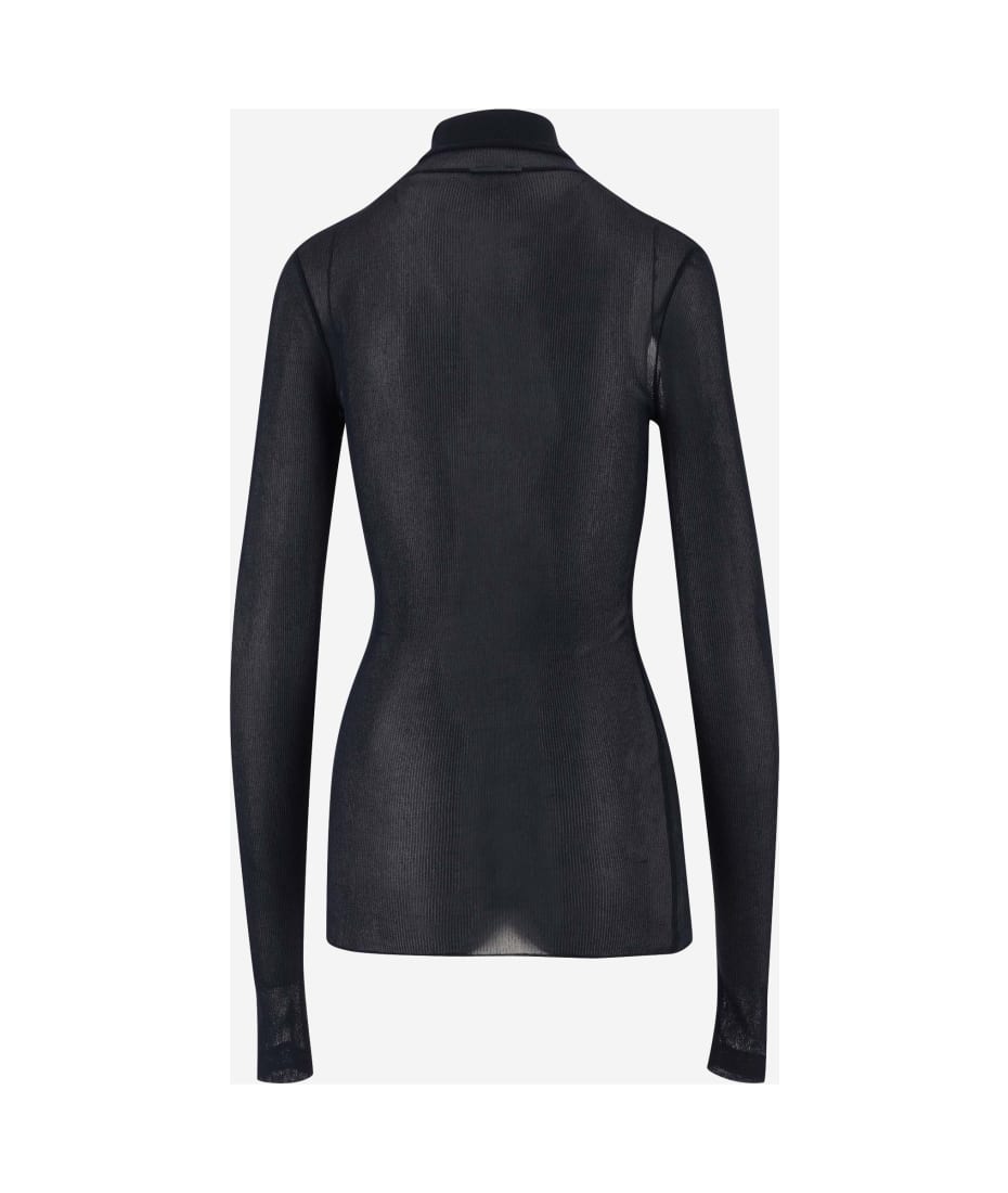 【AMI PARIS】Stretch Viscose Turtleneck T-Shirt Black Ami Alexandre Mattiussi Stretch Viscose Turtleneck | italist