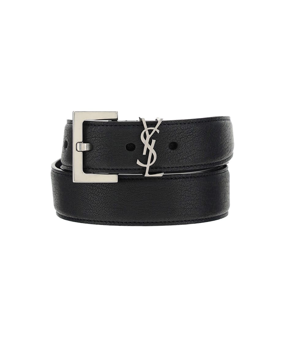 Saint Laurent Women's Monogram Leather Belt - Nero - Size XL