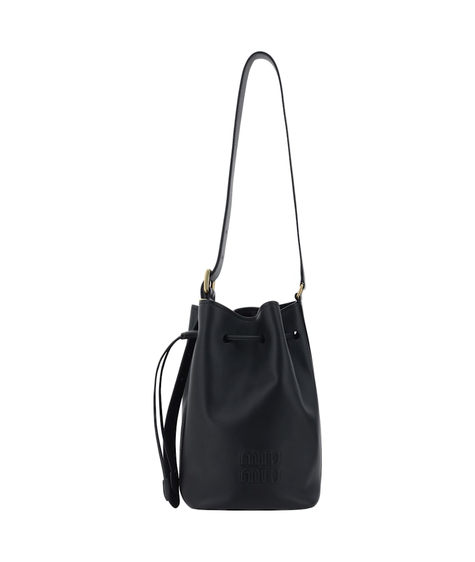 【MIU MIU】BUCKET BAG Black Matelassé Nappa Leather Bucket Bag | Miu Miu