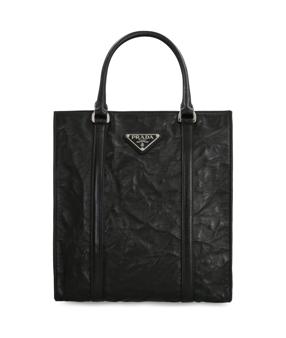 Prada pebbled leather sale tote bag