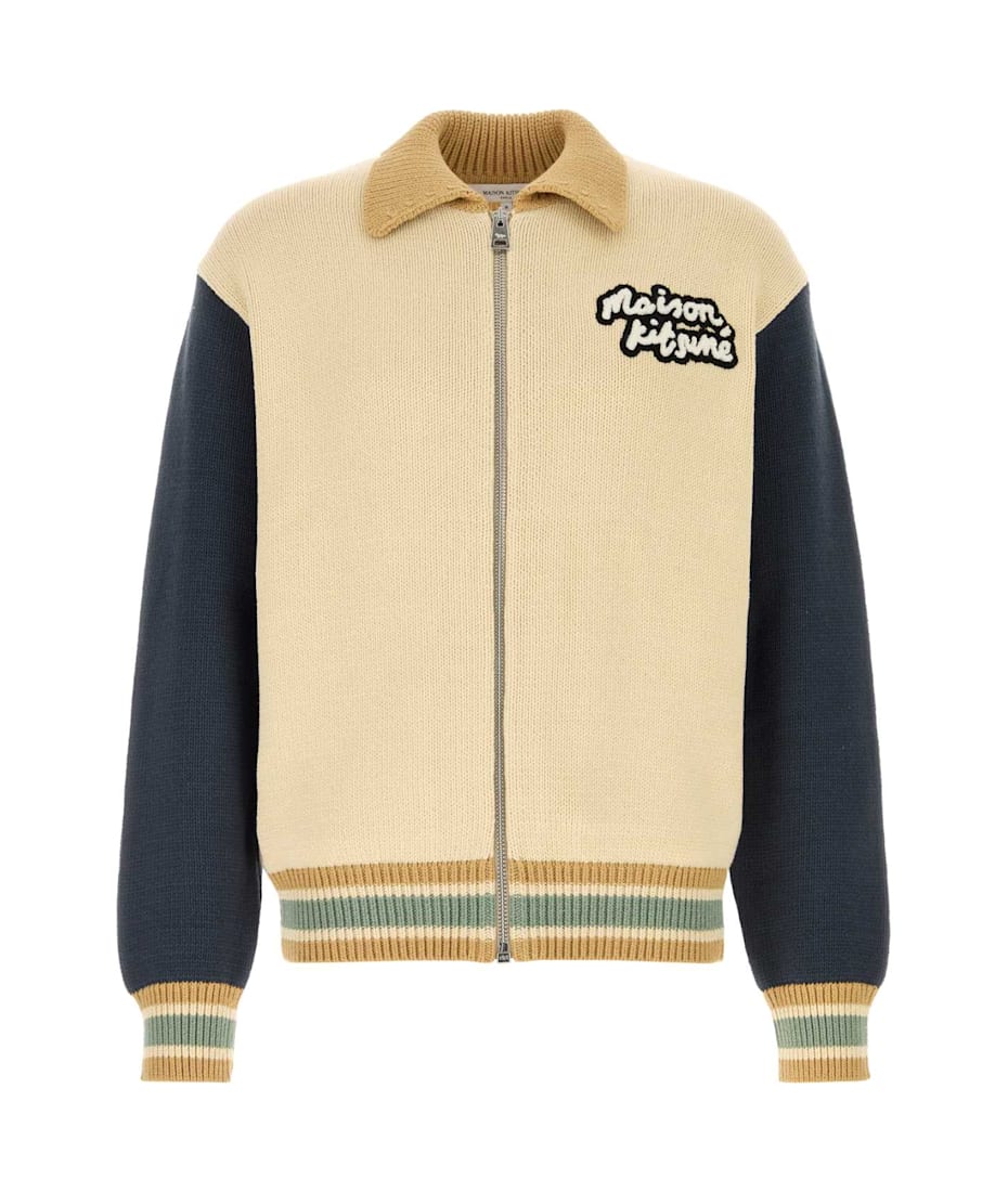 【送料&関税込】Maison KitsunAC Cotton Blend Cardigan With I Maison Kitsuné Cream Cotton Blend Cardigan | italist, ALWAYS