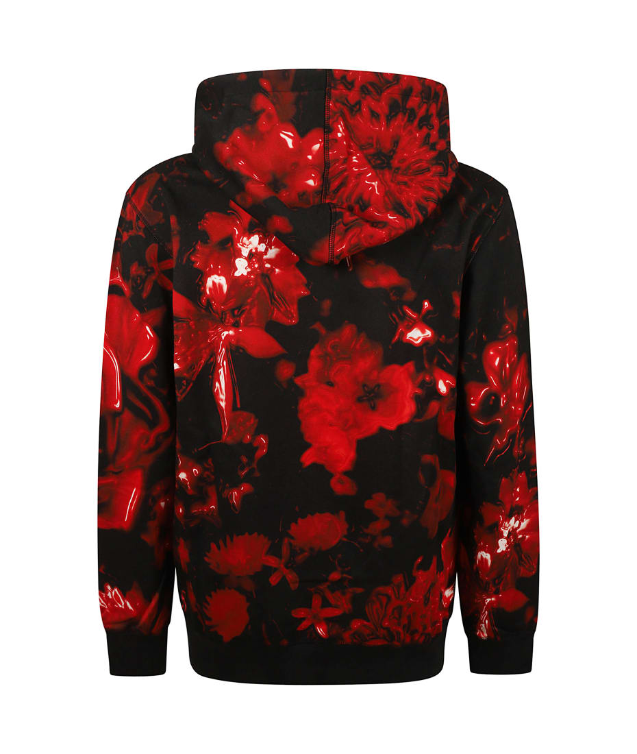 【送料&関税込】Alexander McQueen Printed Hooded Sweatshirt Alexander McQueen logo-print Drawstring Hoodie | Black