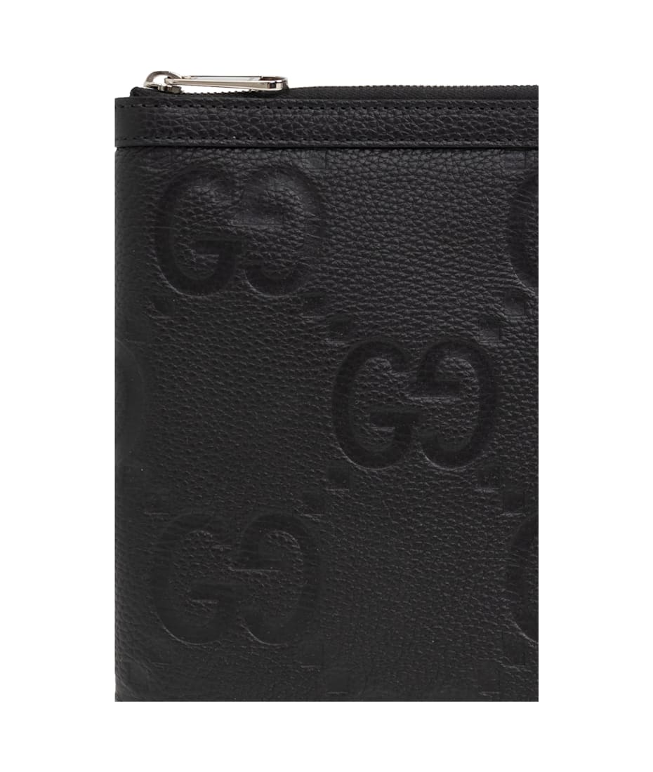 エコバッグ GUCCI Jumbo GG document holder Jumbo GG travel document case in black leather | GUCCI® SG