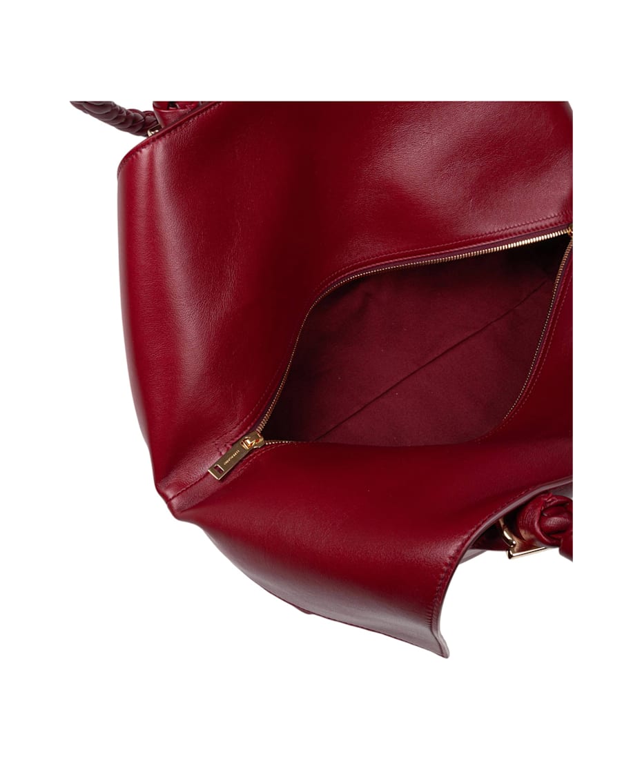 【送料&関税込】Ferragamo Scarf Sh M Handbag In Calfskin Col Ferragamo Scarf Sh M Handbag In Calfskin Color Burgundy