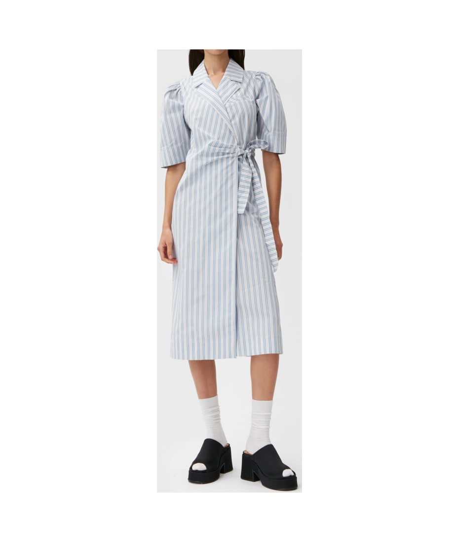 GANNI Midi ラップドレス Ganni Wrap Midi Dress | italist