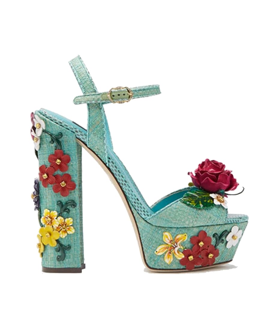 Buy Dolce & Gabbana Cinderella Sandals With Sint Glass Heel - Green At 40%  Off | Editorialist