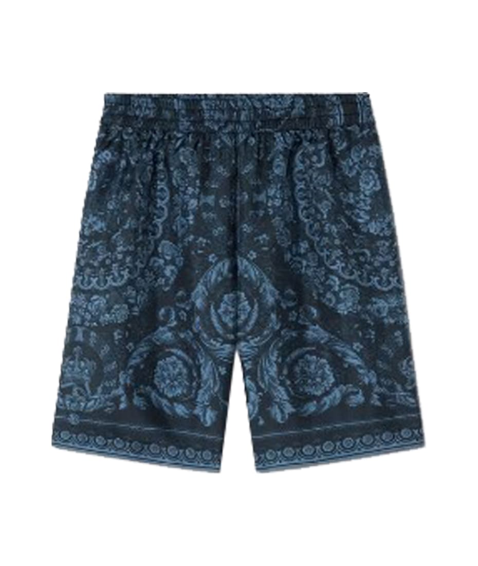 Versace Baroque Silk Shorts - Blue