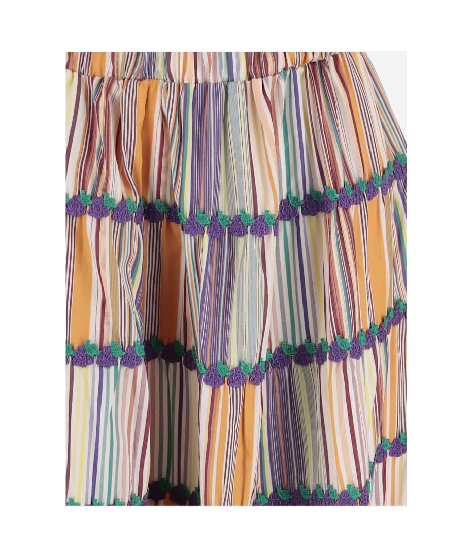 Flora Sardalos Cotton Skirt With Striped Pattern - Red