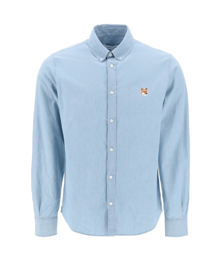【関税&送料込】Maison Kitsune Fox Head Shirt In Chambray Maison Kitsuné Fox Head Chambray Shirt | italist