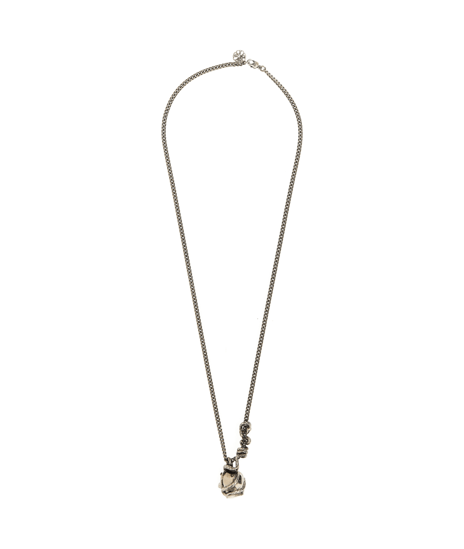 Alexander McQueen Skull And Snake Necklace - Silver