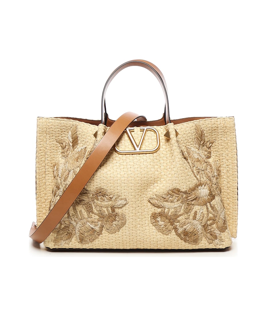 トートバッグ VLOGO SIGNATURE TOTE BAG IN SYNTHETIC RAFFIA Valentino Garavani Vlogo Signature Tote Bag In Raffia