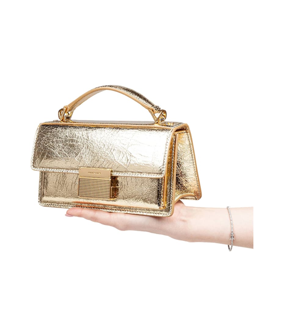 ハンドバッグ Golden Goose SMALL VENEZIA HANDBAG Small Venezia Bag in black distressed leather with gold details
