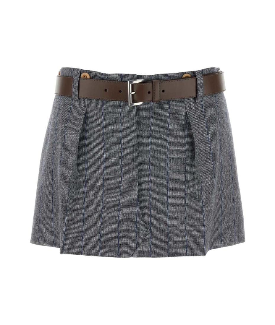 Prada Embroidered Wool Mini Skirt | italist