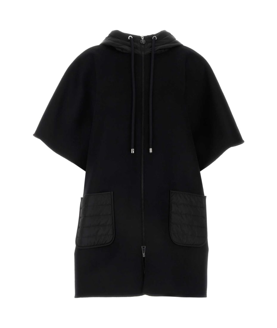 Moncler Black Wool Blend Cape | italist