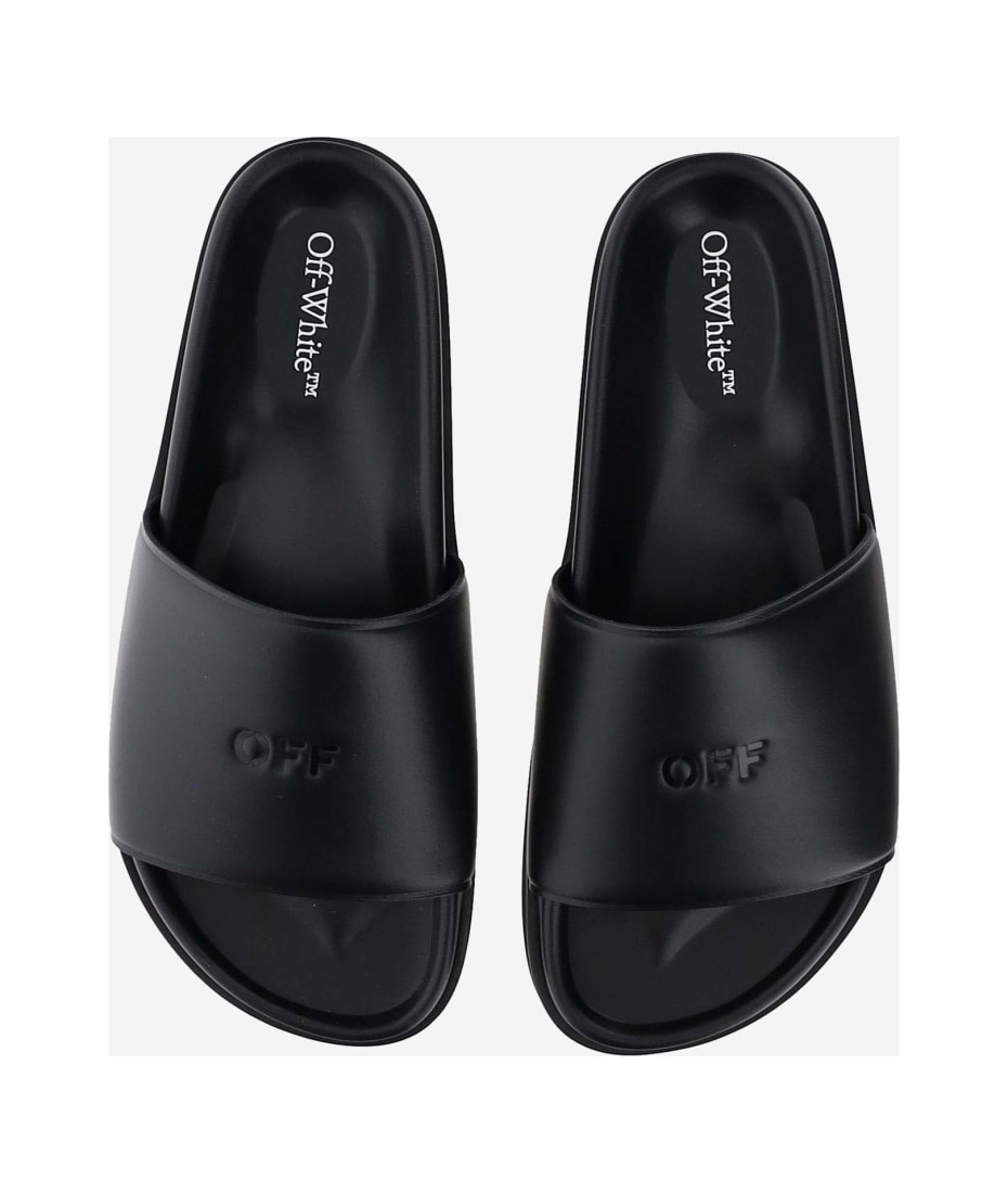 Off-White Leather Slippers With Logo | italist