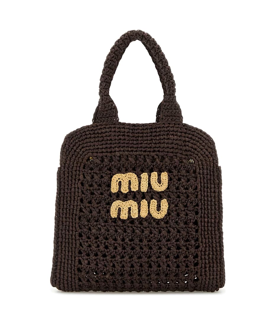 トートバッグ Miu Miu Brown Raffia Shopping Bag Miu Miu Brown Raffia Shopping Bag | italist