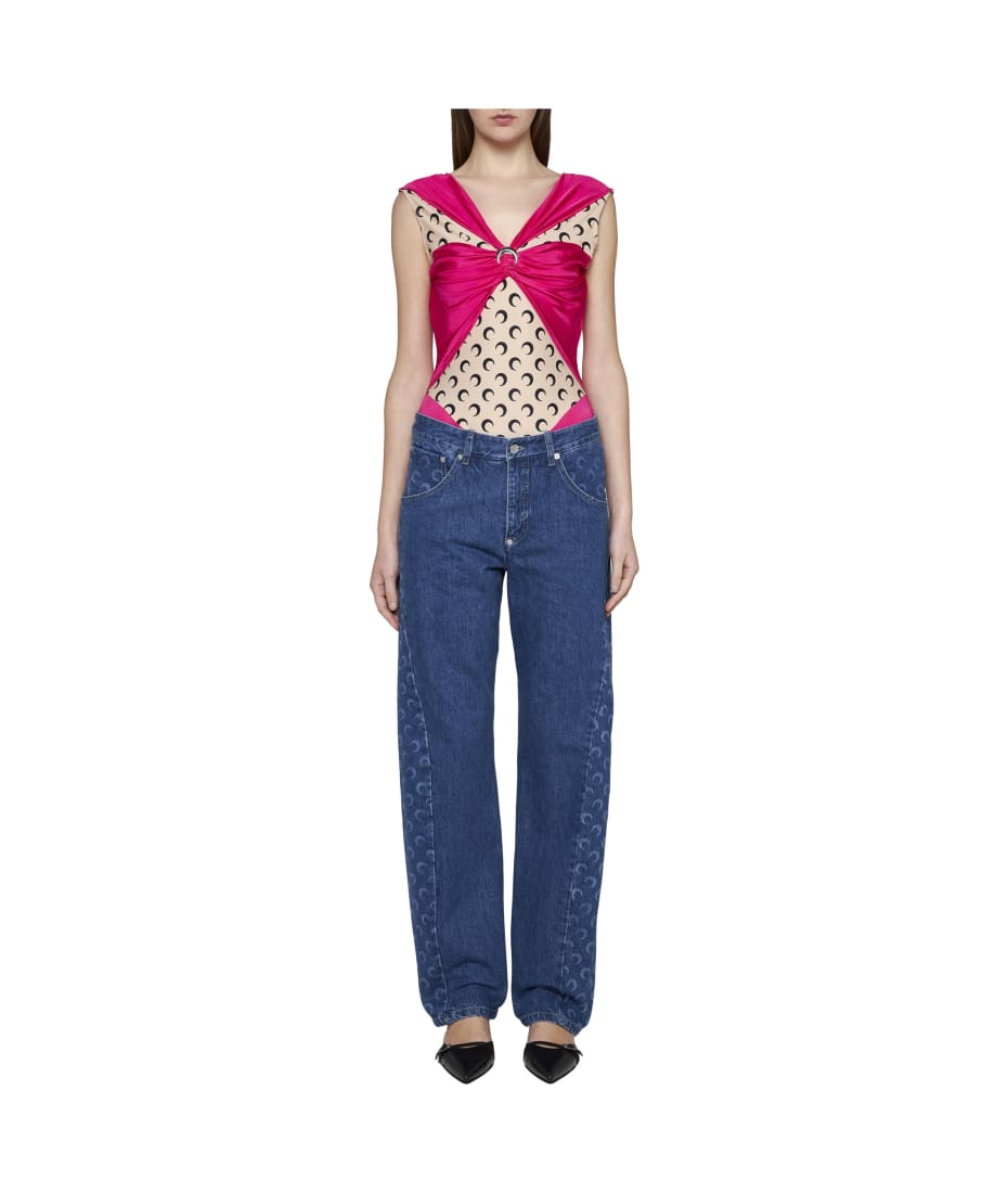 インナー・ルームウェアその他 MARINE SERRE Logo bodysuit Fuchsia WTO393 Marine Serre Fuchsia And Beige Bodysuit | italist