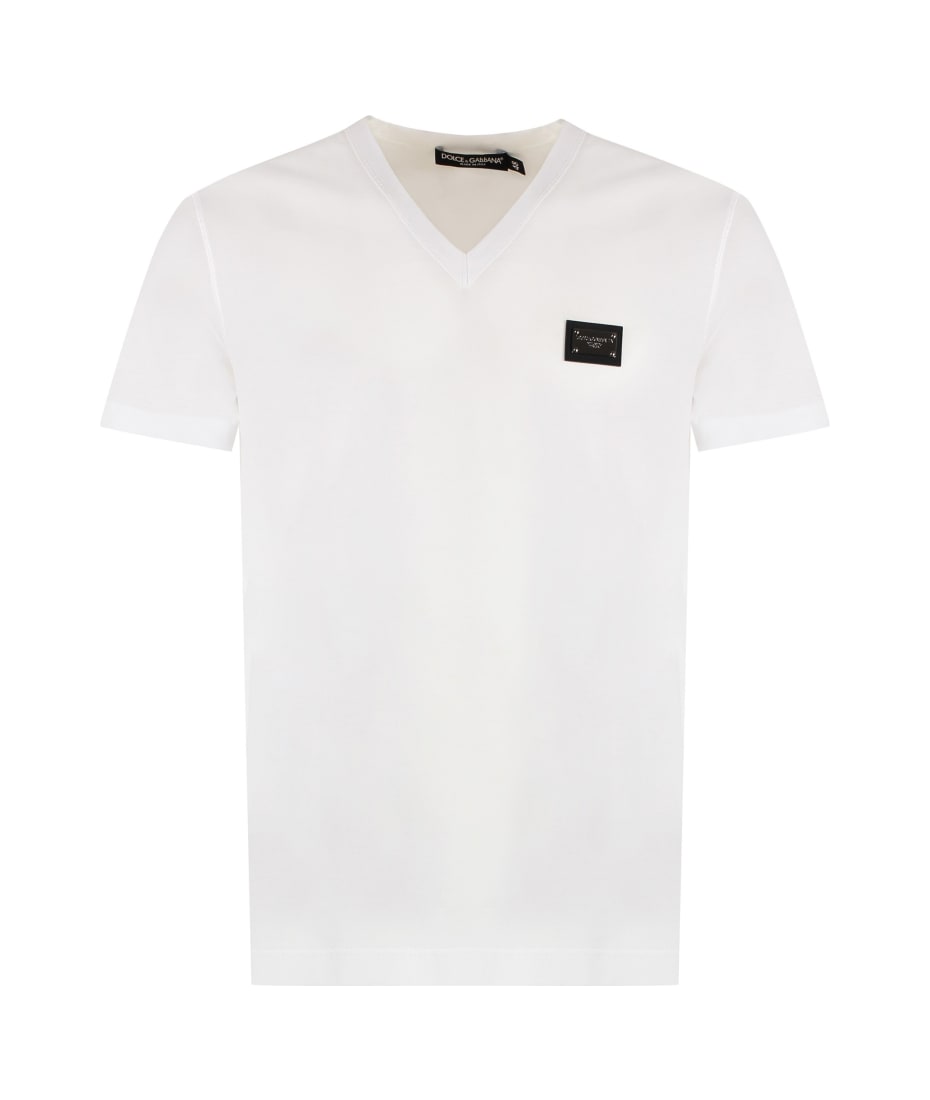 Tシャツ・カットソー Dolce & Gabbana FW24 PATCH PATCH (G5ML0Z FU5EWN0000) Dolce & Gabbana Logo Patch V-neck T-shirt | italist, ALWAYS