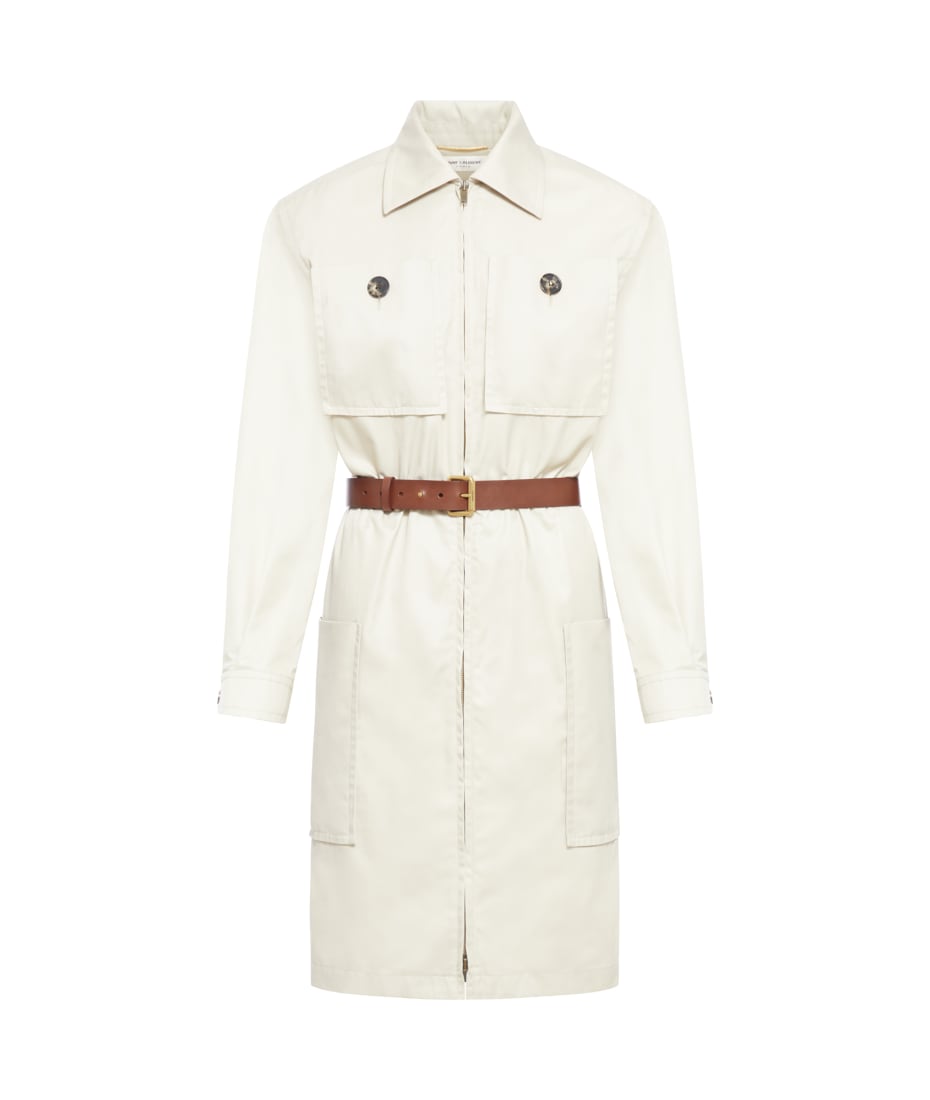【送料&関税込】Saint Laurent Saharienne Dress In Silk Musli Saint Laurent Saharienne Dress In Silk Muslin | italist