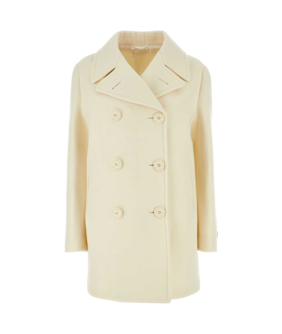 コート PRADA IVORY WOOL BLEND COAT Prada Ivory Wool Blend Coat | italist