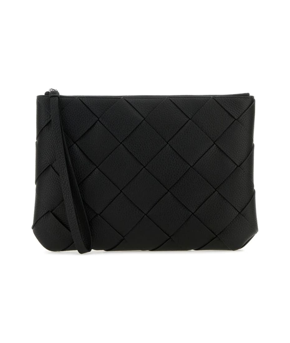 Bottega Veneta Black Leather Large Diago Clutch | italist