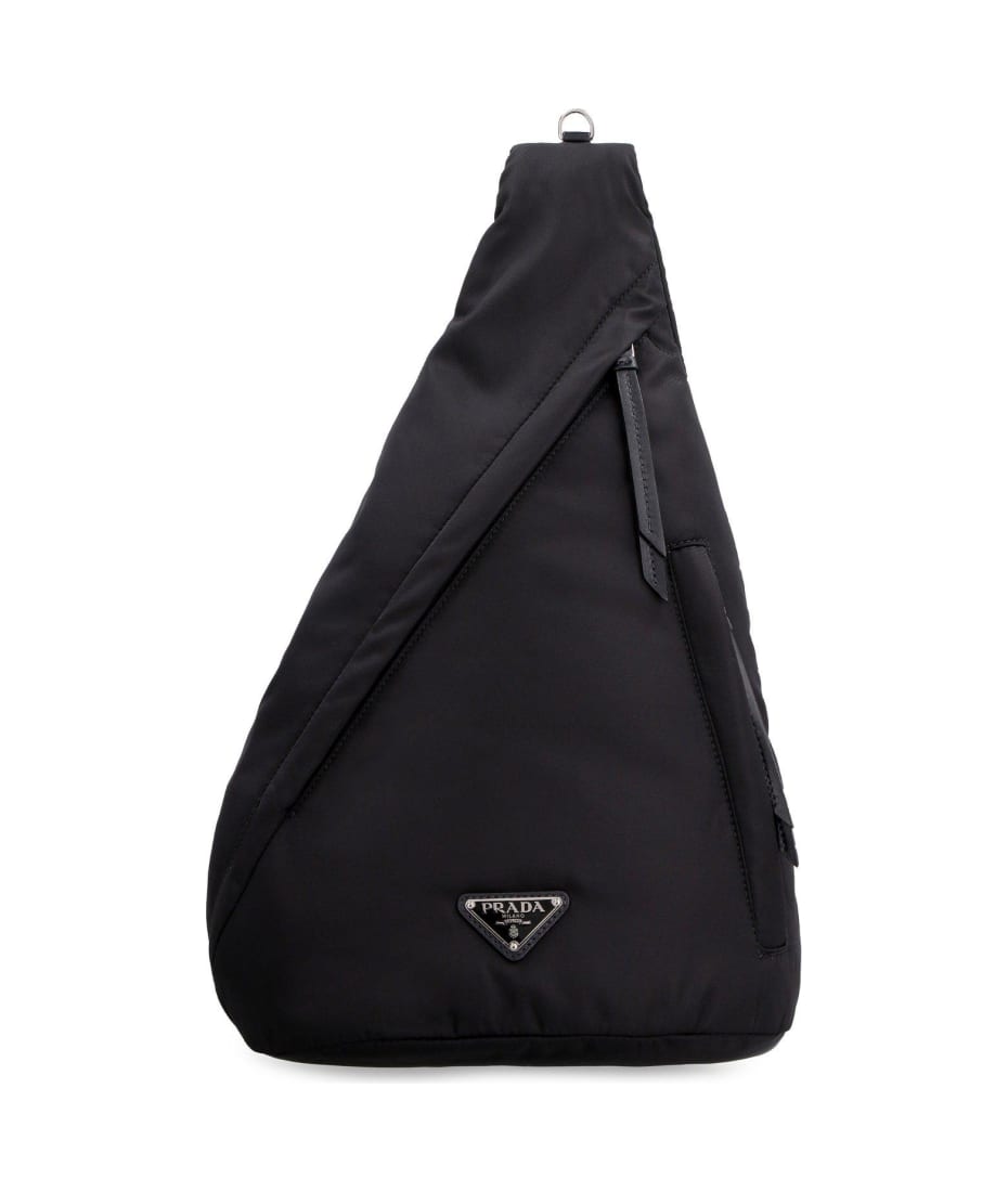 PRADA: pouch in re-nylon with triangular logo - Black