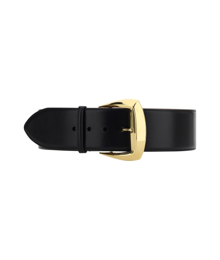 ベルト alexander mcqueen FW23 'Geometric' belt (7575741BR0T 1000) Alexander McQueen Geometric Buckle Leather Belt | Black