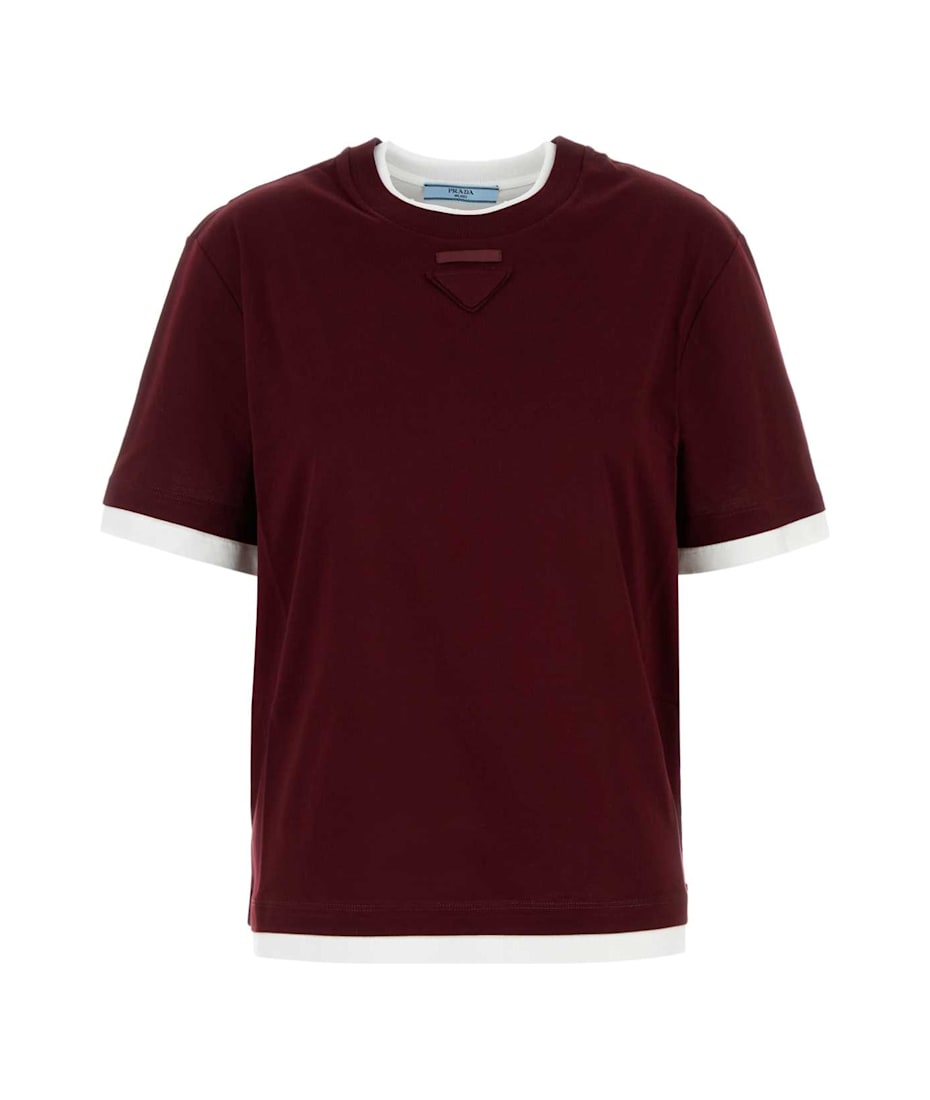 Tシャツ・カットソー Prada Burgundy Cotton T-Shirt Prada Burgundy Cotton T-shirt | italist