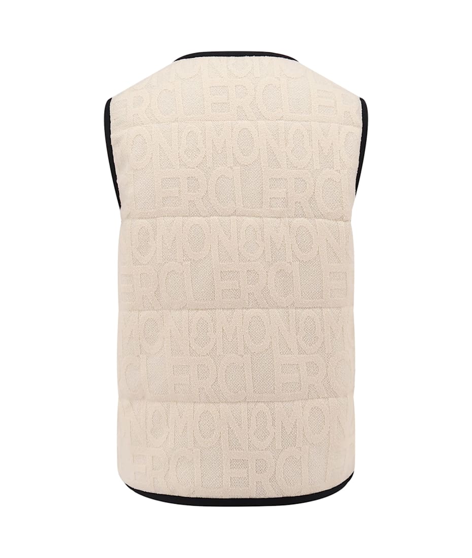 ベスト・ジレ MONCLER Padded cotton blend vest with all-over logo Moncler Padded Cotton Blend Vest With All-over Logo