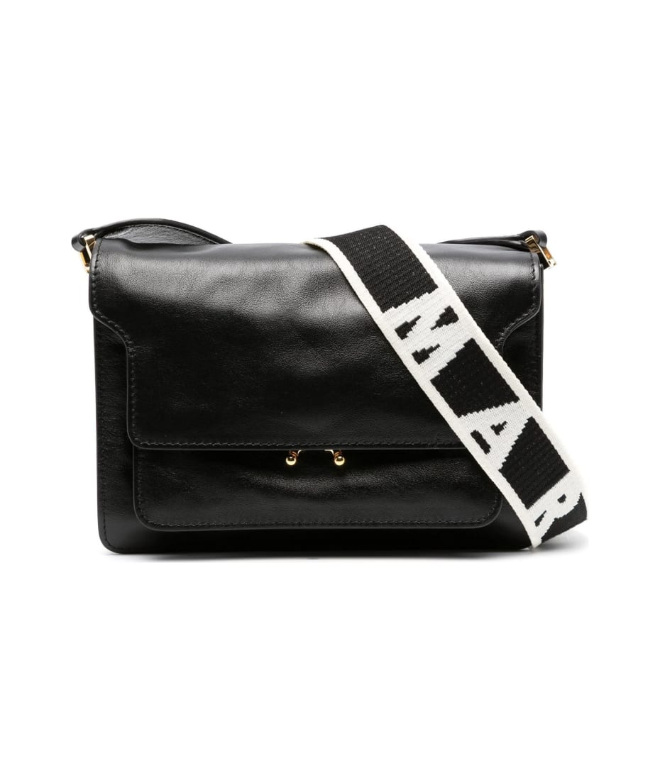 Marni Large Soft Trunk Smooth Leather Bag in Black