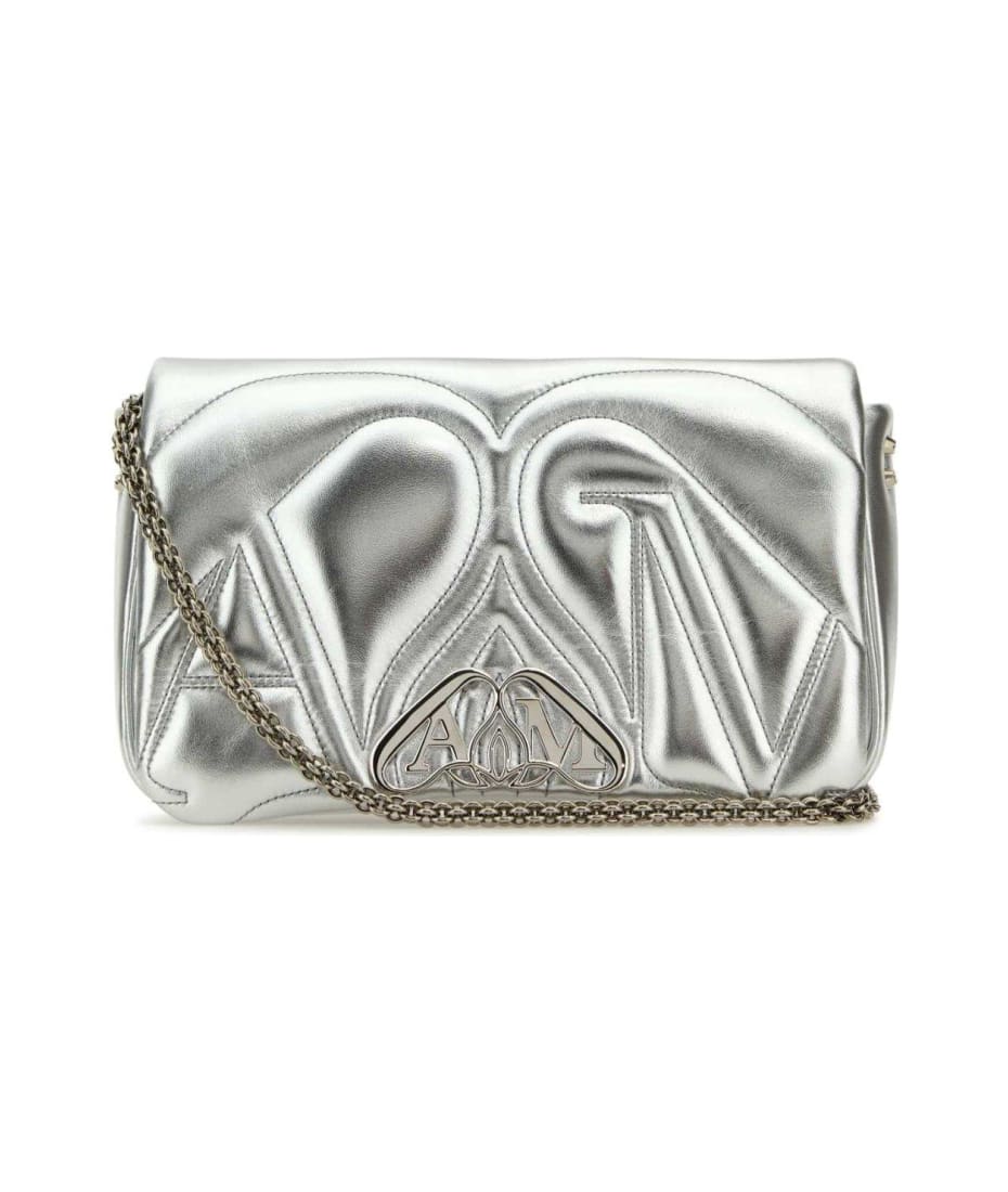 ショルダーバッグ・ポシェット alexander mcqueen Silver leather small Seal shoulder bag Alexander McQueen Silver Leather Small Seal Shoulder Bag