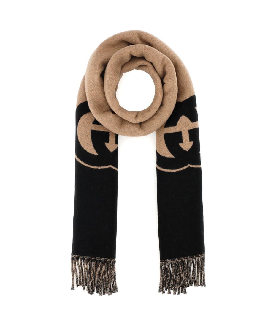 Gucci Two-tone Wool Blend Scarf - Brown