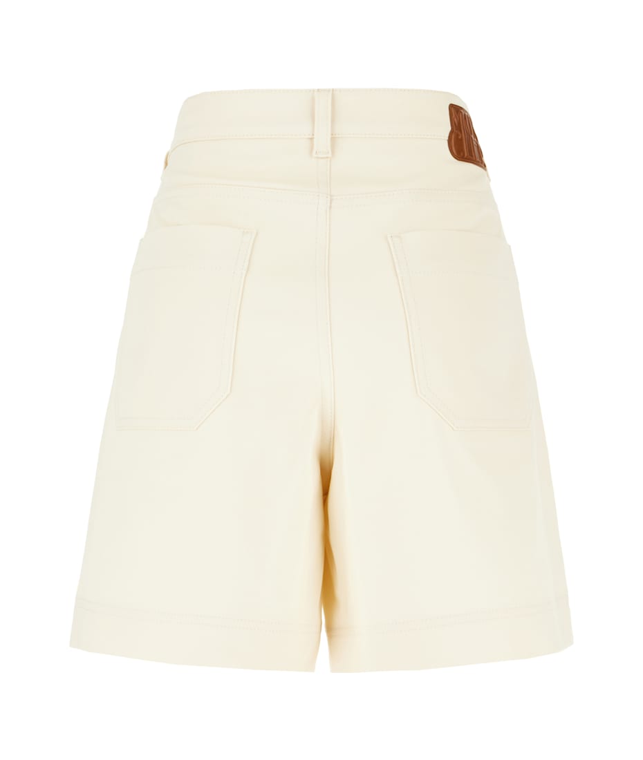 ショートパンツ MONCLER IVORY COTTON BERMUDA SHORTS White Ivory Cotton Bermuda Shorts - Pants & Shorts for Men