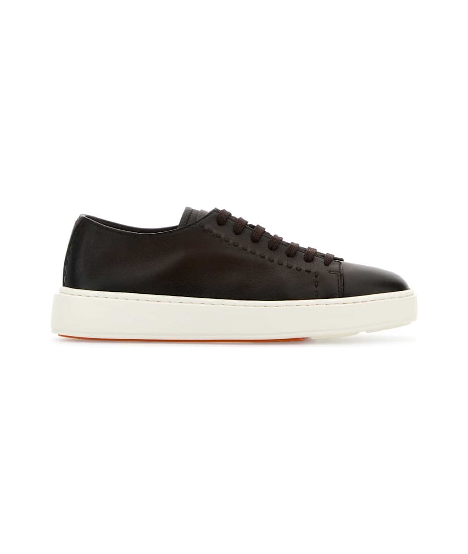 スニーカー SANTONI Brown leather Clean sneakers Santoni Brown Leather Clean Sneakers | italist