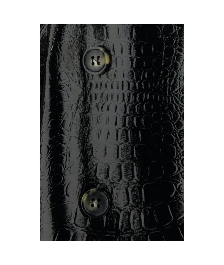 SportMax Black Synthetic Leather Faggi Coat | italist